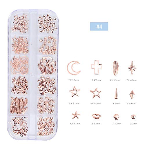 tachuelas de uñas artísticas, tachuelas para uñas de Oro Rosa Nail Hollow Sticker Nail Art DIY Geometry Circle decoration manicura Decor manicura La decoración del Arte del clavo de navidad Rose Gold