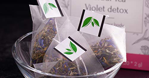 Té de Hierbas, Efecto Desintoxicante, de Violetas con Hoja de Ortiga, Hoja de Abedul, Aciano, Caléndula, Pensamiento Silvestre (4 paquetes, 80 Bolsitas de Té)