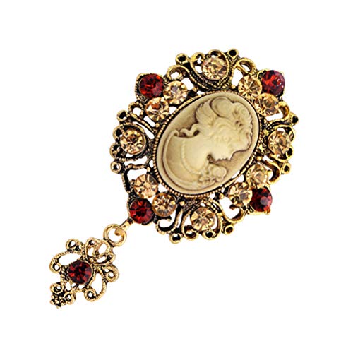 TENDYCOCO Broche Broche de camafeo Vintage Broche Cristal para Mujer (Dorado)