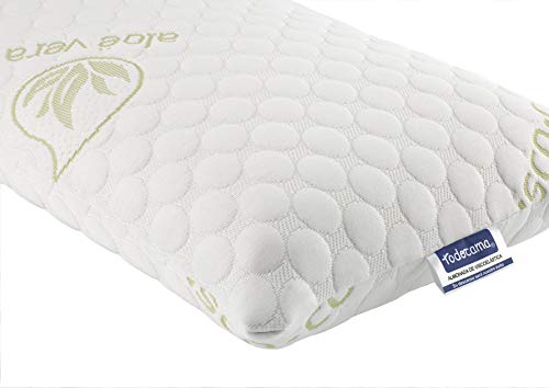 Todocama - Almohada viscoelástica Aloe Vera con Copos 100% viscoelásticos. Tejido Strech Aloe Vera. Termoregulable. Firmeza Media - Alta. Fabricado en España. (70 cm)