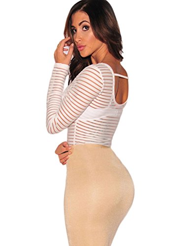 TYERY Tight-Guarnición De Manga Larga Del Perfil Hueco De La Entrepierna Abierta Pijama Pieza,blanco,L