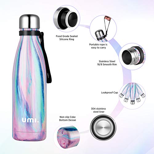 UMI. by Amazon - Botella Térmica 500ml, Botella Termo Agua Acero Inoxidable, con Aislamiento de Vacío de Doble Pared, Libre BPA, para 12 Horas de Bebida Caliente y 24 Horas de Bebida Fría, Iris