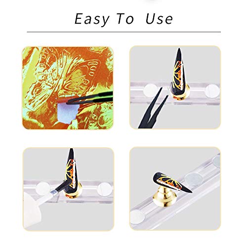 Uni-Fine 48 Piezas Pegatinas Uñas Mariposas/Uego/Raya Nail Art Stickers Etiqueta Engomada Uñas con Pinzas Etpara Uñas para Mujeres Niñas Manicura DIY Nail Art accesorios