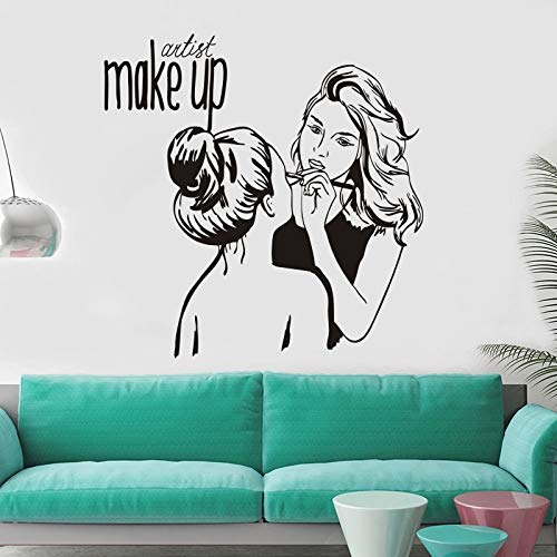 Vinilo Tatuajes de Pared Maquillaje Artista Etiqueta de La Pared Salón de Belleza Cosmética Decoración Mural de la habitación Removible Decoratio Art Poster 57X58CM