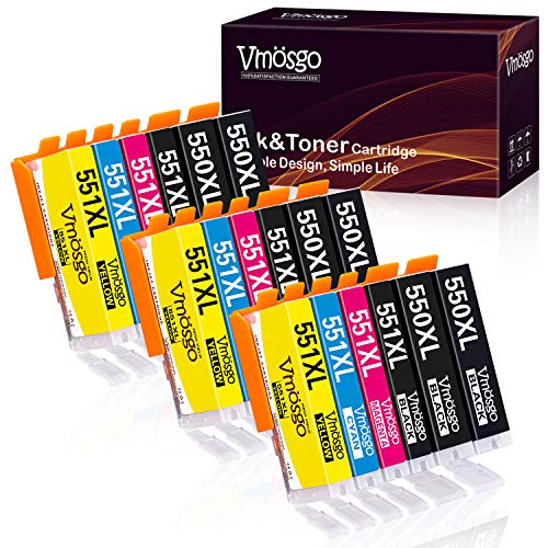 Vmosgo PGI-550XL CLI-551XL Reemplazo para Canon PGI-550 CLI-551 Cartuchos de Tinta, para Canon Pixma MX925 iP7250 MG5650 MG5550 MX920 MG6650 MX725 iX6850 MG5450 MG6450 iP7200 (6PGBK, 3BK, 3C, 3M, 3Y)