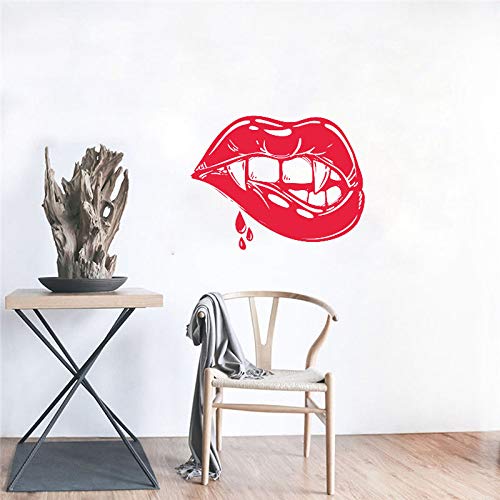 wanmeidp Mordiendo Labios Tatuajes de Pared Vampiro Vinilo Adhesivo Decoración de Arte Decoración para el hogar Habitación Diseño Divertido Dormitorio Ideas 1 56x74cm