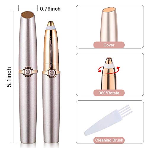 Wesho Depiladora Facial Mujer-USB recargable moldeador de cejas, depiladora de cejas y depilador multifuncional sin dolor para mujeres, lavable cejas (oro rosa)