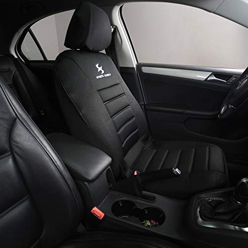 WOLTU 5X Fundas de Asiento para Coche Universal Delantero y Traseros Cubierta para Asiento Automóvil sin Bolsa de Aire 100% Poliéster Negro AS7555-5