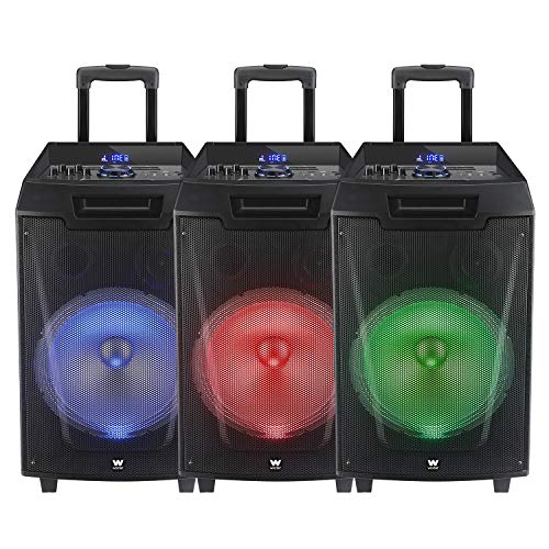 Woxter Rock'n'Roller XL - Altavoz trolley con función karaoke, 100W, Display, BLUETOOTH, Lector SD/USB, AUX, Prioridad Mic, Mando a Distancia, Batería de alta capacidad, X2 micrófonos inalámbricos