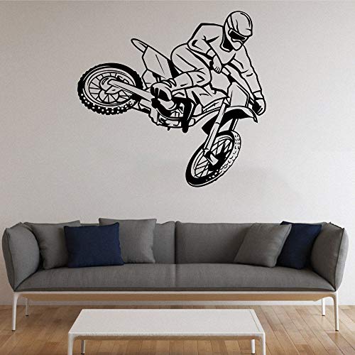 wZUN Calcomanía de Motocicleta Motocicleta Piloto Vinilo Etiqueta de la Pared Motocicleta Club Decoración Pegatina Habitación para Adolescentes 61x57cm