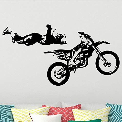 wZUN Calcomanías de Pared de Motocicleta Motocicleta Rider Boy decoración de la habitación Pegatinas de Pared Vinilo extraíble decoración del hogar 57X30cm