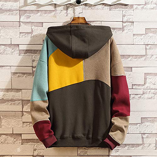 XIAOYAO Hombre Sudadera con Capucha Deportiva Manga Larga Hoodie (Caqui, L (Peso: 50-55 kg))