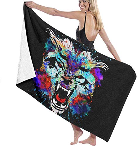 Yaxinduobao Toalla de baño Colorful Wolf Toalla de Playa para Adultos Toalla de Piscina Toalla de baño 31x51 Pulgadas