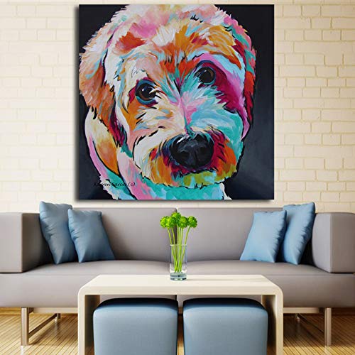 YHZSML Venta al por Mayor Animales Arte impresión Pintura Cartel Pared Cuadros para la decoración del hogar Perro Lindo Dibujos Animados Animales Pinturas decoración de la Pared 40x40 cm