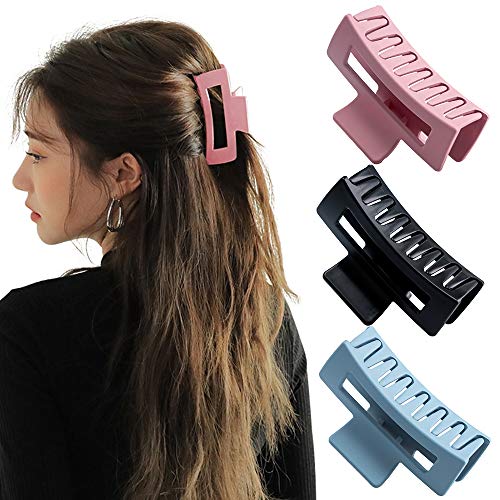 YMHPRIDE 6 piezas Clips de garras para el cabello grandes, fijación fuerte para cabello grueso, agarre antideslizante Pinzas de pelo coloridas para mujeres (2 estilos, 3 colores)