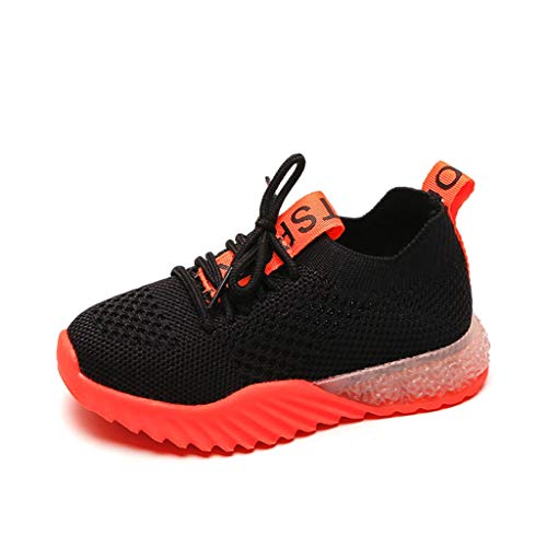 YWLINK Zapatos LED Luces NiñOs Y NiñAs Tela Malla Zapatos Casual Deportes Zapatillas Ligeros Fondo Blando Antideslizante CóModo Corriendo Ciclismo CumpleañOs Regalo del DíA De Miembro(Negro,27EU)