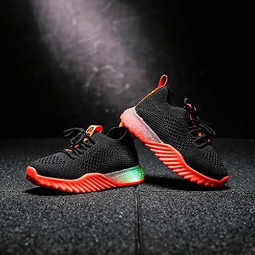 YWLINK Zapatos LED Luces NiñOs Y NiñAs Tela Malla Zapatos Casual Deportes Zapatillas Ligeros Fondo Blando Antideslizante CóModo Corriendo Ciclismo CumpleañOs Regalo del DíA De Miembro(Negro,27EU)