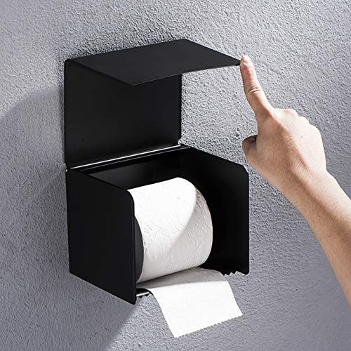 Zidao Acero Negro Plaza Pañuelo, WC WC Impermeable Soporte de Papel Multifuncional Toilettenpapierbox,Negro