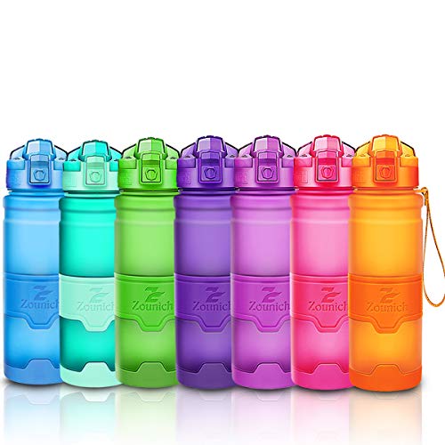 ZOUNICH Botella Agua Deporte Botellas Agua Niños sin BPA, Reutilizable Tritan Plástico Ecologica con Filtro, 400ml/500ml700ml/1l, Cantimploras para Gimnasio, Bicicleta, Colegio, Oficina, Viajes