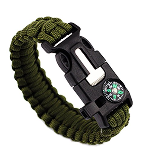 ZZM Pulsera táctica de Supervivencia - Paracord 550 + brújula + Arranque de Fuego + silbido Fuerte + Cuchillo de Emergencia - Senderismo Pesca en el Campo de Caza (B)