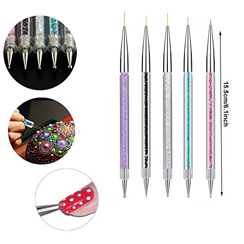 10Pcs Set de Cepillo de Esmalte Uñas, Mwoot Cepillo uñas pinceles para decoración de uñas, Nail Art acrílico pintura UV GEL dibujo diseño cepillo, Nail Art Brush Línea Pluma Herramientas de manicura