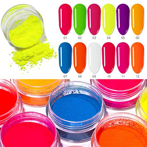 12 Cajas Pigmento Polvo para uñas? Fluorescencia Pigmento Ultrafino Brillo en polvo Pigmentos para uñas Polvo Brillo para uñas Gradiente Decoración iridiscente para uñas