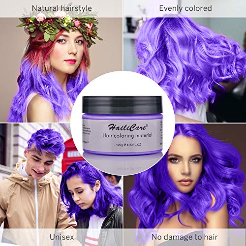 120g Cera para el cabello, Crema Para Colorante Pelo Temporal Duradera, Lavable Tinte Temporal Capilares, Color del Cabello Crema Para Colorante Pelo para Fiesta, Cosplay, Carnaval, Navidad - P¨²rpura