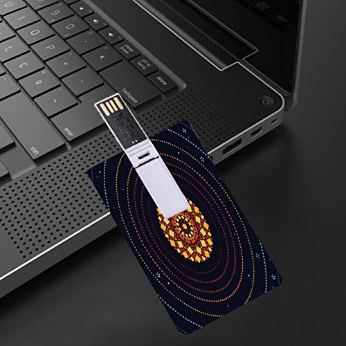 16 GB Unidades Flash USB Flash Azul Oscuro Forma de Tarjeta de crédito bancaria Clave Comercial U Disco de Almacenamiento Memory Stick Sol geométrico en el Espacio con órbitas planetarias y Estrellas