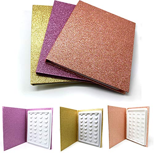 16 pares Libro de Almacenamiento de Pestañas Postizas, Estuche de Almacenamiento de Pestañas Postizas, Contenedor de Muestra de Maquillaje, Catálogo de Pestañas Travel Glitter Paper, Portacontenedores