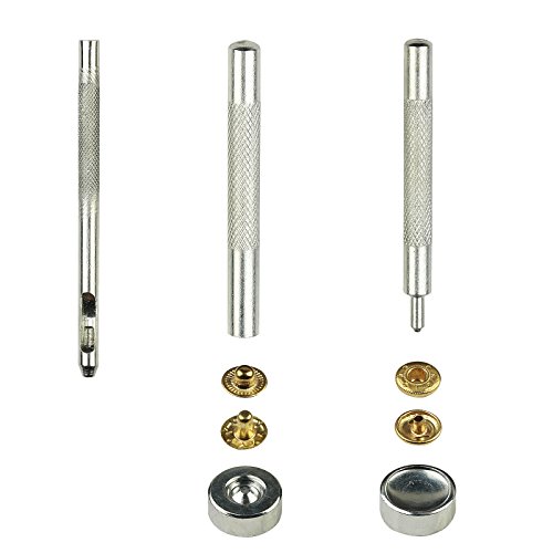 160 sets de corchetes metal artesanía KAKOO de kit snap botón para reparar chaqueta de 12.5mm snaps botones de presión de cuero de herramineta conjunto bronce presión de vaquero