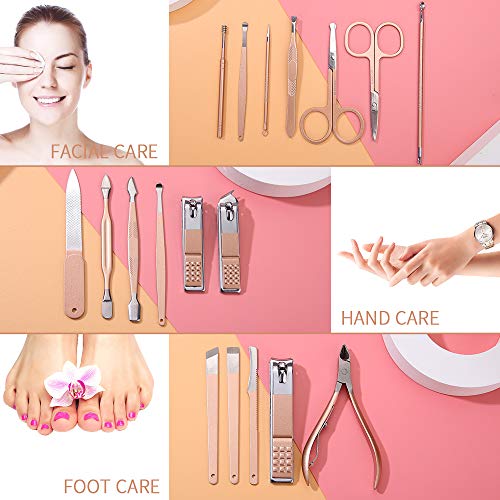 18 in 1 Manicura Cortaúñas de Acero Inoxidable Set de Manicura Pedicura Manicura Pedicura Set Pedicura y Herramientas de Manicura set manicura profesional de manicura Adecuado para familias y viajes