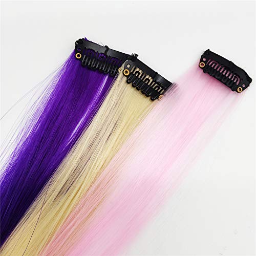 18 Piezas De Extensiones De Pelo De Color  Aumenta La Longitud Del Cabello De Extensiones De Cabello Arco Iris Clip Accesorios Decorativos Para Look De Fiesta