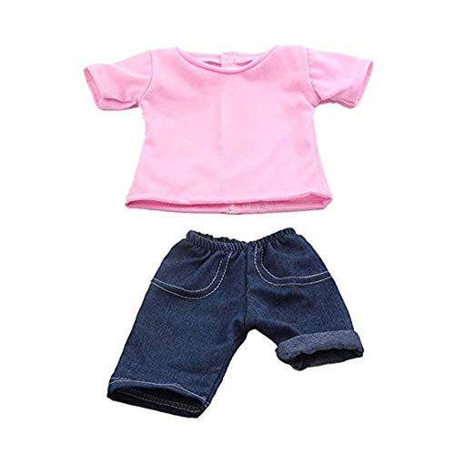 18 pulgadas de ropa de muñecas rosa casual camiseta y pantalones vaqueros juego de ropa de American Girl