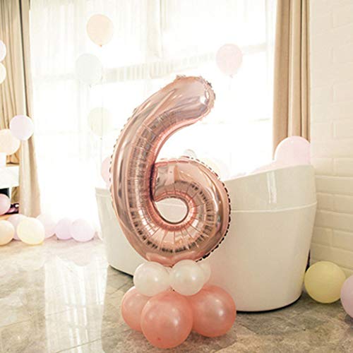 2 Globos Número 60 Oro Rosa, Ouceanwin Gigante Foil Globos Numeros 60 Grande Globo de Papel de Alumini, 40" Globo Inflable Helio para Decoraciones de Fiesta de Cumpleaños 60 Años Señoras (100cm)