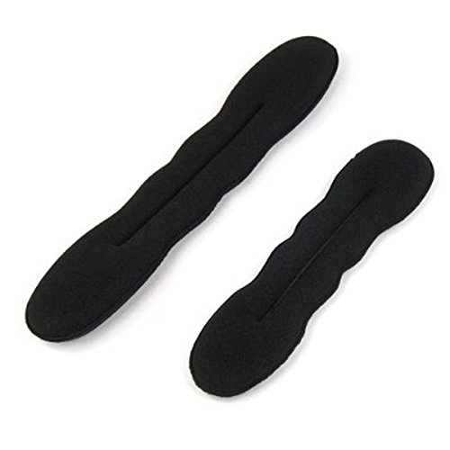 2 pcs Negro Espuma mágico esponja Bun Maker Cabello donut Bun Shaper Ponytail Twister alta Bun Moño baja chignons (1 grande y 1 pequeño)