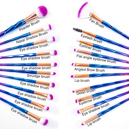 20 piezas Brochas de Maquillaje, para Pincel de Cejas Delineador de ojos Cepillo de Pestañas de Sombra de Ojos Cepillo de Maquillaje Cosmético