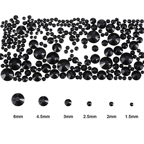 2000 Piezas de Gemas Planas Diamantes de Imitación de Cristal Redondos 6 Tamaños (1,5 - 6 mm) con Pinza y Lápiz de Selección para Arte de Uñas