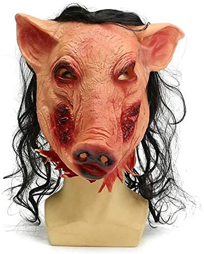 2021Halloween Decoración cerdo con cabeza en forma de Herramientas traje de Halloween parte látex horrible mascarada Cosplay animal Pelo DOISLL