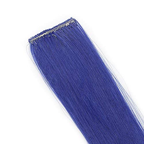 22"(55cm) Extensiones de Colores de Cabello Clip Mechas de Colores Fantasía 10 Tiras/Set Pelo Sintético Natural para Niñas Muñecas Postizos Pelucas Accesorios Liso (100g,Azul Oscuro)