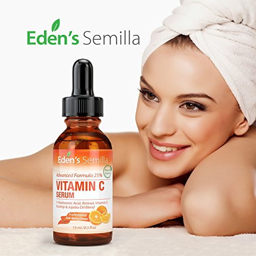 25% Vitamina C Serum 15ml - UNA FORMULA PODEROSA Y AVANZADA – Ácido Hialurónico, Retinol, Vitamina E y Aceite de Rosa Mosqueta y Jojoba. El mejor serum anti-edad para su piel. - Ayuda a las defensas naturales de su piel, repone la humedad perdida y reduce