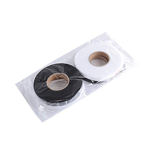 256m Cinta de Dobladillo Adhesiva Planchar sin Coser Fusible Fusión de Tela para Ropa Manualidades Ancho 1cm, 1.5cm, 4 Rollos total, (Blanco*2 + Negro*2)