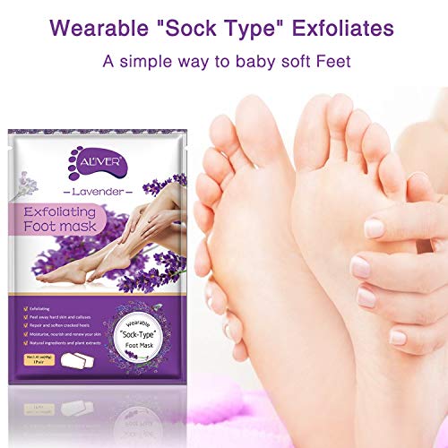 3 Pares Mascarilla Exfoliante de Pies, Aliver Foot Peeling Mask,Lavanda Exfoliantes Calcetines Foot Mask, Quita Cutículas y Callos, Eliminar Piel Muerta Hidratante y Blanqueadora