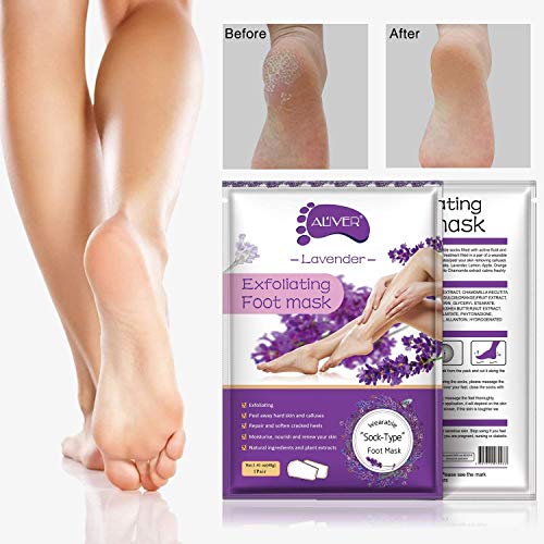 3 Pares Mascarilla Exfoliante de Pies, Aliver Foot Peeling Mask,Lavanda Exfoliantes Calcetines Foot Mask, Quita Cutículas y Callos, Eliminar Piel Muerta Hidratante y Blanqueadora