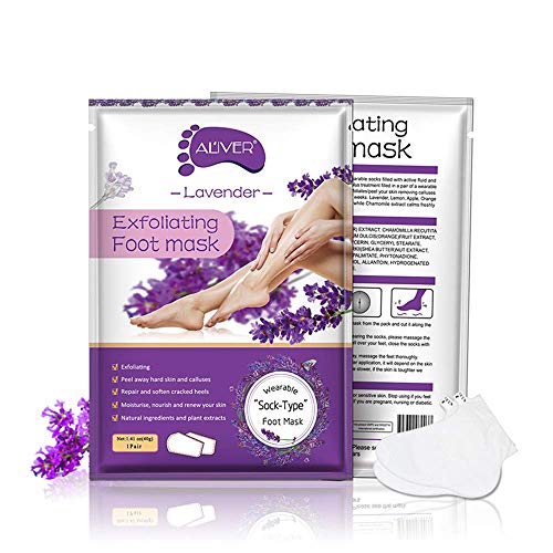 3 Pares Mascarilla Exfoliante de Pies, Aliver Foot Peeling Mask,Lavanda Exfoliantes Calcetines Foot Mask, Quita Cutículas y Callos, Eliminar Piel Muerta Hidratante y Blanqueadora