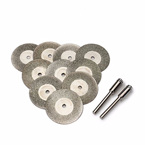 32 piezas de corte con diamante de Dremel Rotary. Minihojas en forma de disco para sierra. 16/20/22/25/30/40/50/60 mm. Herramientas para piedras preciosas, cristal o piedra (incluye 4 ejes de torno)