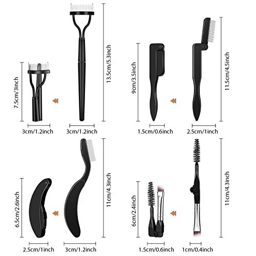 4 Piezas Peine Plegable de Pestañas y Duo Cepillo de Cejas Separador de Pestañas de Acero Cepillo de Cejas Peine Cepillo de Aseo para Suministros de Maquillar