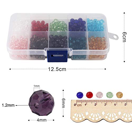 (500 unids) OOTSR 6mm Abalorios de cristal, 10 colores Briolette Cuentas facetadas para la pulsera del collar de la joyería que hace el arte de DIY con la caja del envase