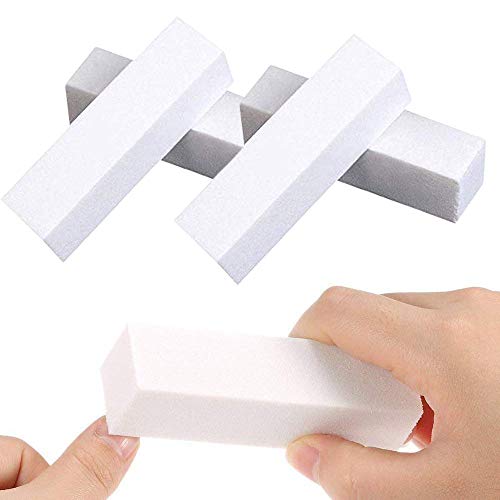 5Pcs Bloque Blanco para Pulir y Dar Brillo Lima Lija Arte de Uñas Acrílicos, 4 Way Buffing File, Nail Care Manicure Nail Art Tips Tool