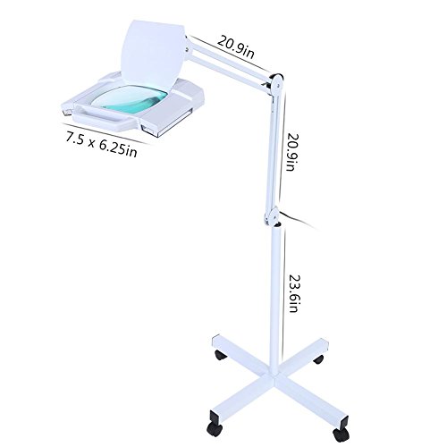 5x LED Lámpara Lupa Lámpara Cosmética Luz con Soporte Flexible Ajustable a Luz Fría Profesional para Estetista Laboratorio, con Luz Fría Blanca Lámpara, 24W, Blanco