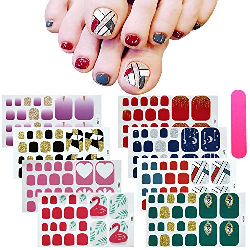 8 Hojas Pegatinas De Uñas, Mwoot Toenail Etiqueta Profesional Multicolor Toe Nail Wraps Pegatinas Diy Adhesivo Calcomanías De Manicura